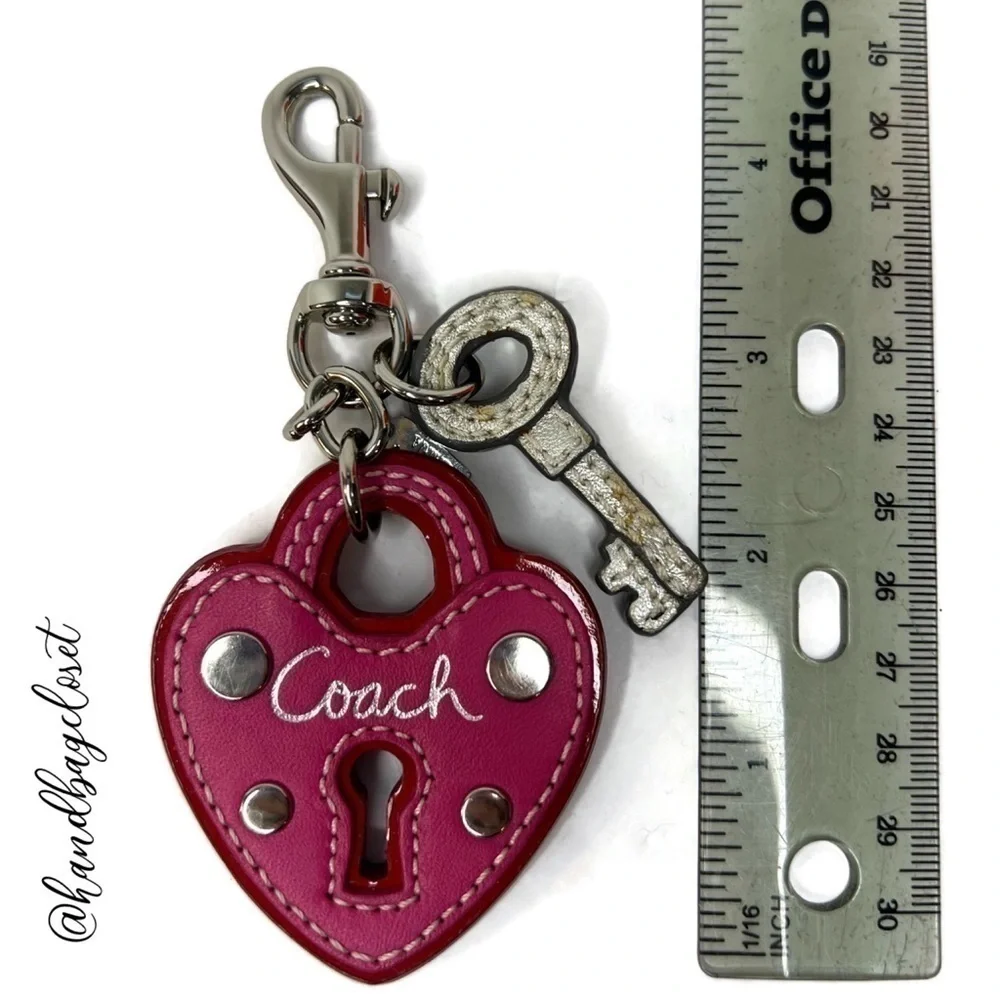 Coach Lock and Key Vintage Leather Keychain Key Charm